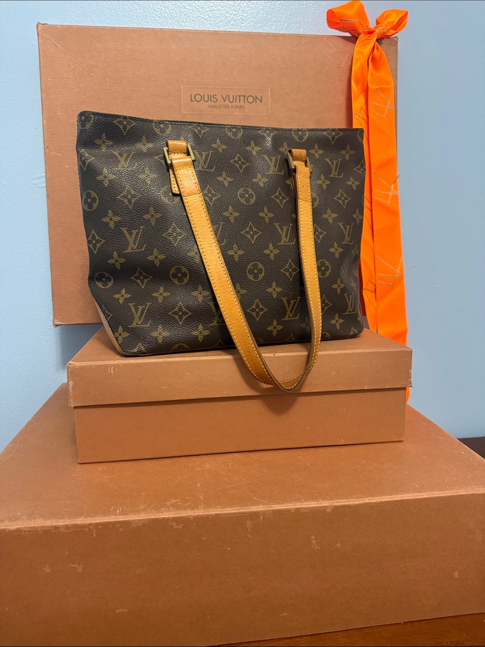 Louis Vuitton Cabas Piano Monogram 2002, Dust Bag and Gift Ribbon.